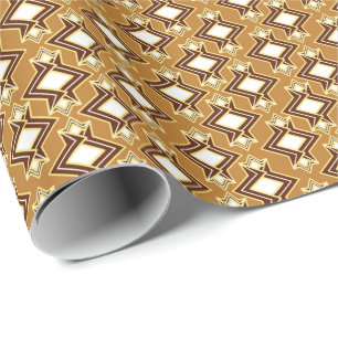 Art Deco Wallpaper Pattern, Tan and Brown Wrapping Paper