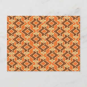 Art Deco Wallpaper Pattern, Terracotta / Rust Postcard