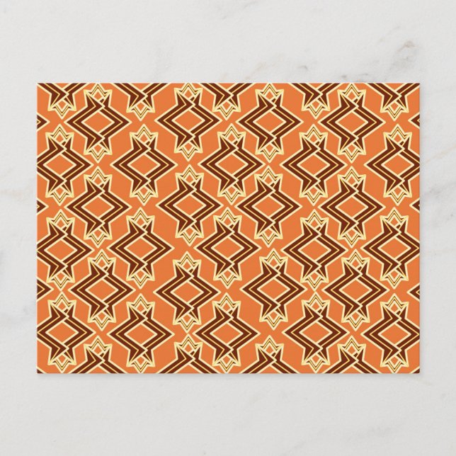 Art Deco Wallpaper Pattern, Terracotta / Rust Postcard (Front)