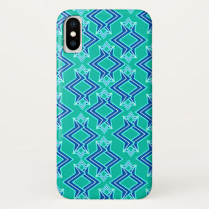 Art Deco Wallpaper Pattern, Turquoise and Cobalt Case-Mate iPhone Case