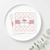 Art Deco Wave Patten Pink Flamingo Beach Party