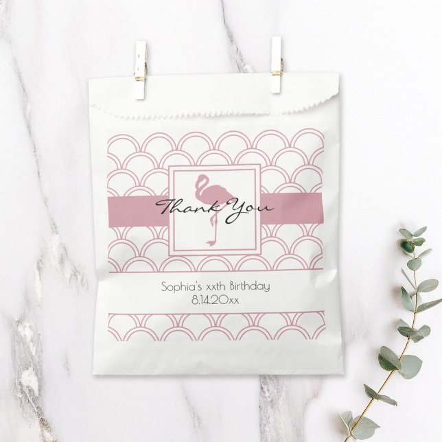 Art Deco Wave Patten Pink Flamingo Birthday Favour Bags (Creator Uploaded)