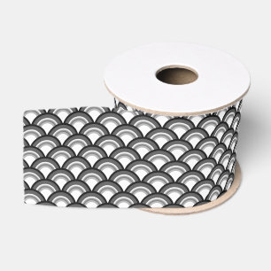 Art Deco wave pattern - black and white Grosgrain Ribbon