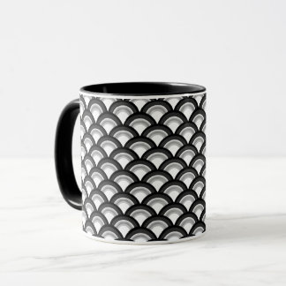Art Deco wave pattern - black and white Mug