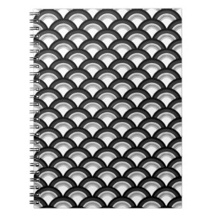 Art Deco wave pattern - black and white Spiral Notebook