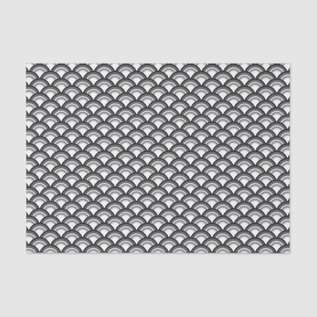 Art Deco wave pattern - black and white Tissue Paper (Front)