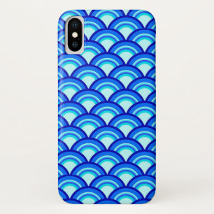 Art Deco wave pattern - cobalt and sky blue Case-Mate iPhone Case