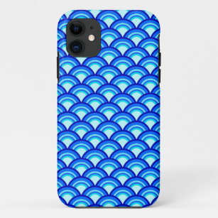 Art Deco wave pattern - cobalt and sky blue Case-Mate iPhone Case