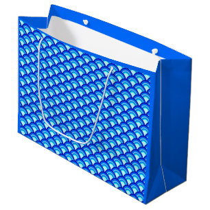 Art Deco wave pattern - cobalt and sky blue Large Gift Bag