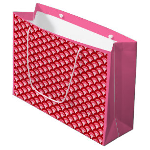 Art Deco wave pattern - coral red and pink Large Gift Bag