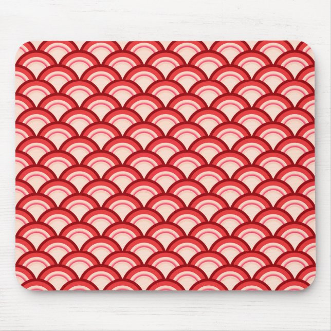 Art Deco wave pattern - coral red and pink Mouse Pad (Front)