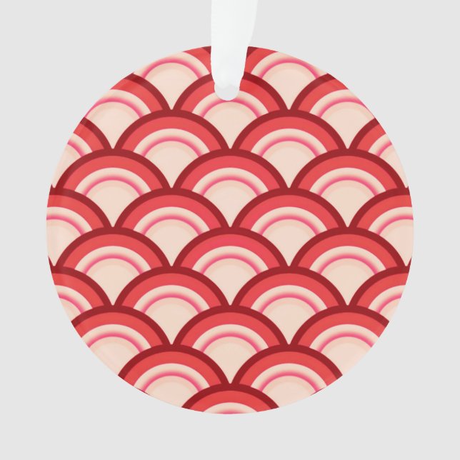 Art Deco wave pattern - coral red and pink Ornament (Front)