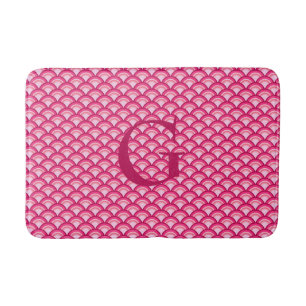 Art Deco wave pattern - fuchsia and coral Bath Mat