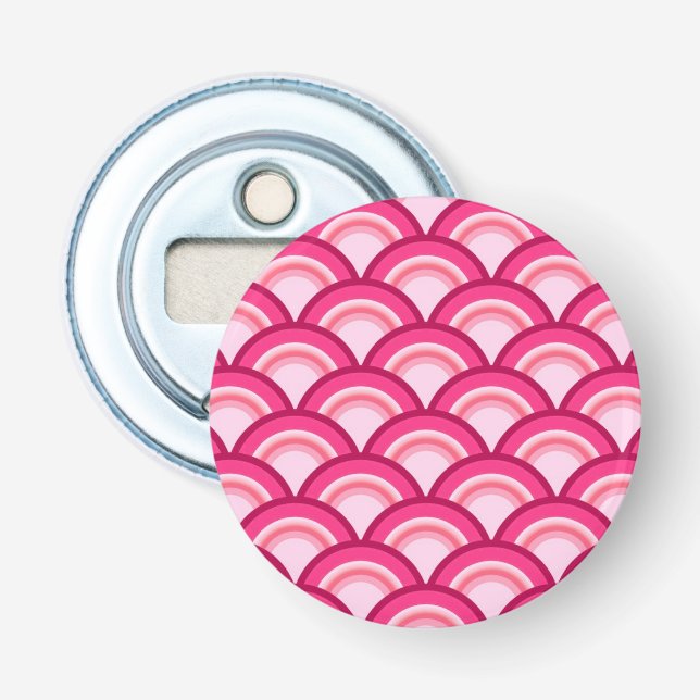 Art Deco wave pattern - fuchsia and coral Bottle Opener (Front)