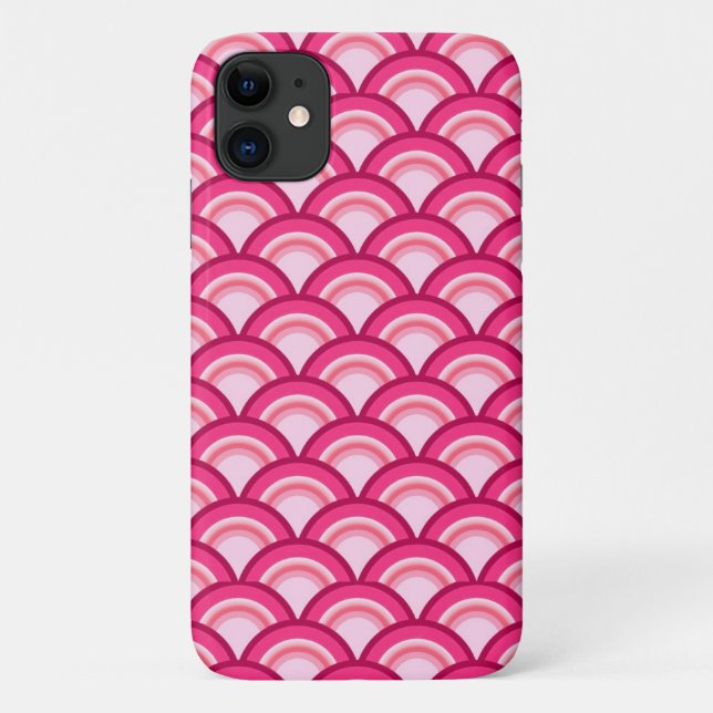 Art Deco wave pattern - fuchsia and coral Case-Mate iPhone Case (Back)