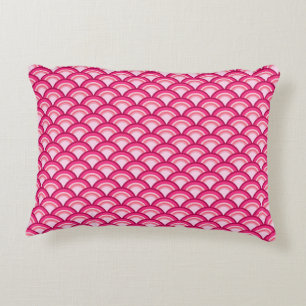 Art Deco wave pattern - fuchsia and coral Decorative Cushion