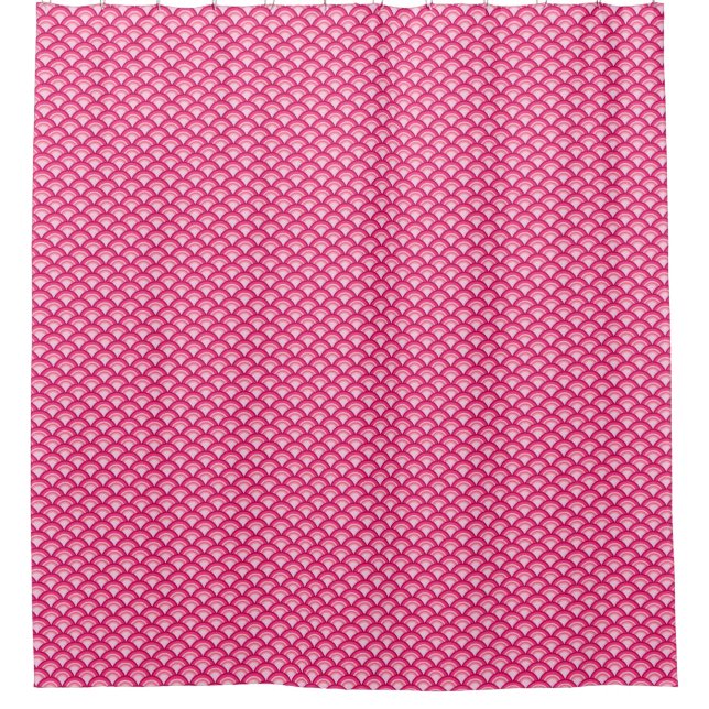 Art Deco wave pattern - fuchsia and coral Shower Curtain (Front)