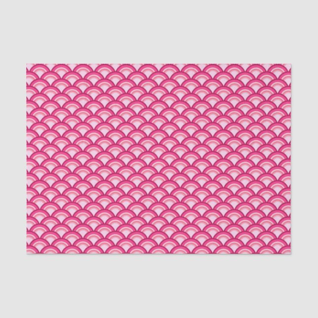 Art Deco wave pattern - fuchsia and coral Tissue Paper (Front)