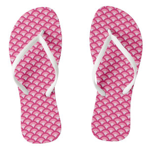 Art Deco Wave Pattern, Fuchsia and Pastel Pink Jandals