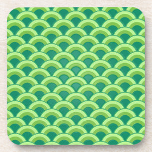 Art Deco wave pattern - jade green Coaster