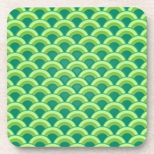 Art Deco wave pattern - jade green Coaster (Front)