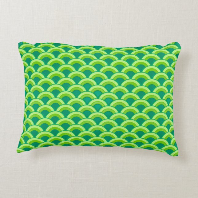 Art Deco wave pattern - jade green Decorative Cushion (Back)