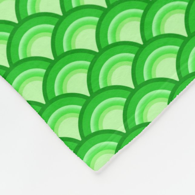 Art Deco wave pattern - jade green Fleece Blanket (Corner)