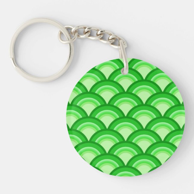 Art Deco wave pattern - jade green Key Ring (Front)