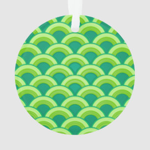 Art Deco wave pattern - jade green Ornament