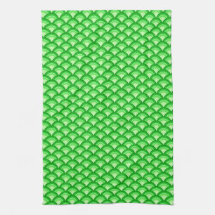 Art Deco wave pattern - jade green Tea Towel