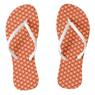 Art Deco Wave Pattern, Mandarin Orange Jandals