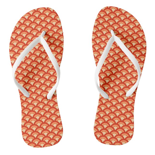 Art Deco Wave Pattern, Mandarin Orange Jandals (Footbed)