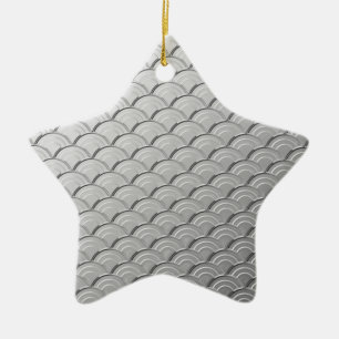 Art Deco wave pattern - metallic silver coloured Ceramic Tree Decoration