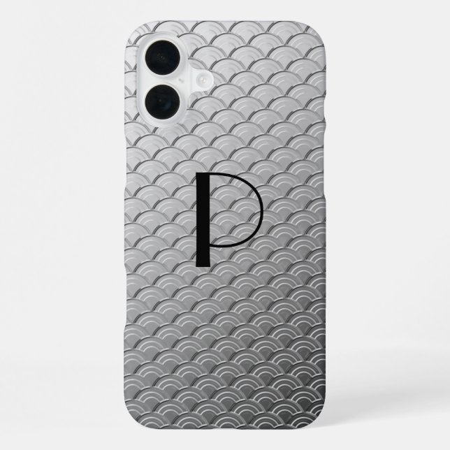 Art Deco wave pattern - metallic silver iPhone Case (Back)
