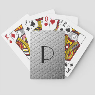 Art Deco wave pattern - metallic silver Playing Cards