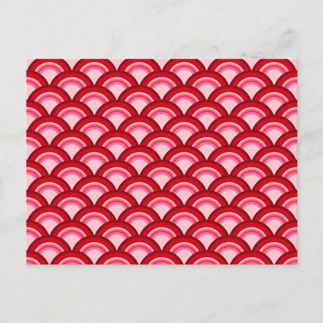 Art Deco wave pattern - red and fuchsia Postcard (Front)