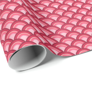 Art Deco wave pattern - red and fuchsia Wrapping Paper