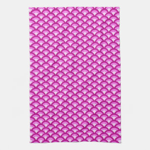 Art Deco wave pattern - shades of orchid Tea Towel