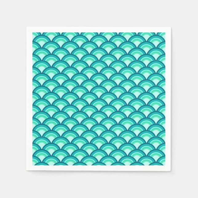 Art Deco wave pattern - shades of turquoise Napkin (Front)