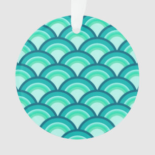 Art Deco wave pattern - shades of turquoise Ornament