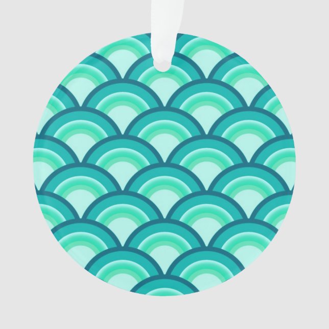 Art Deco wave pattern - shades of turquoise Ornament (Front)