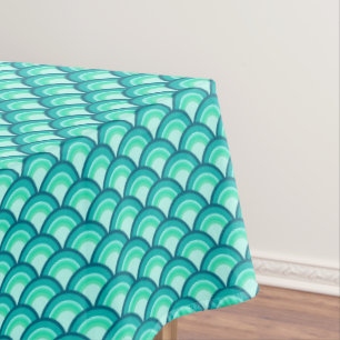 Art Deco wave pattern - shades of turquoise Tablecloth