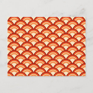 Art Deco wave pattern - tangerine orange Postcard