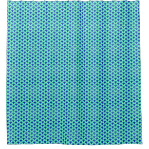 Art Deco wave pattern - turquoise and cobalt Shower Curtain