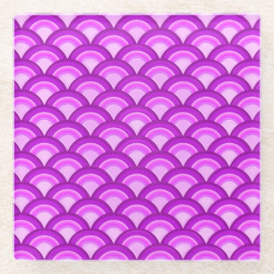 Art Deco wave pattern - violet and orchid Glass Coaster