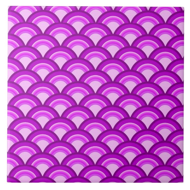 Art Deco wave pattern - violet and orchid Tile (Front)