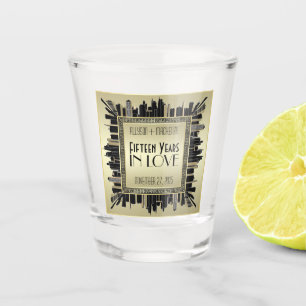 Art Deco Wedding Anniversary Champagne Gold Gatsby Shot Glass