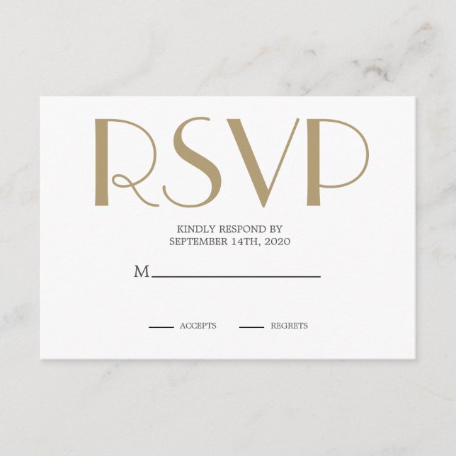 Art Deco Wedding Black Gold Roaring Twenties RSVP Enclosure Card (Front)