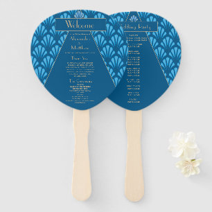 Art Deco Wedding Blue Roaring Twenties Vintage Hand Fan