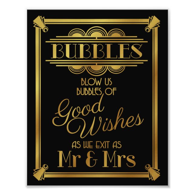 art deco, Wedding bubble sign wedding poster, (Front)